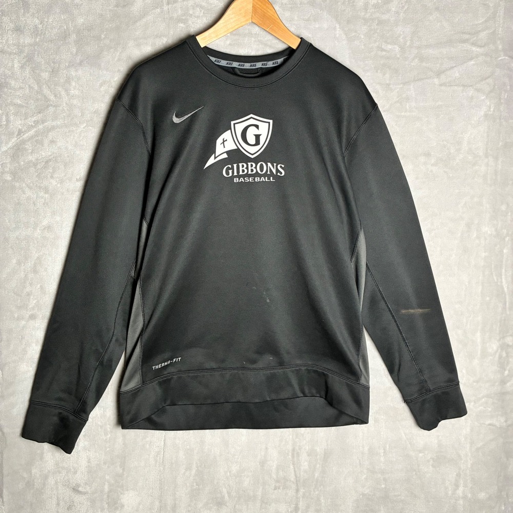 Nike Therma-FIT Gibbons Baseball Crewneck Sweatshirt Mens Large Black Pullover